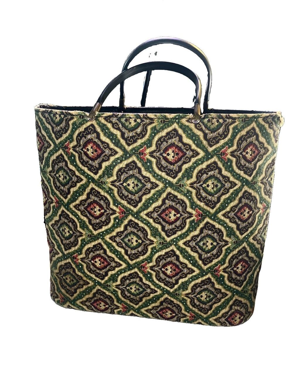 Vintage Shoulder Bag Purse, Unbranded Floral Print Green
